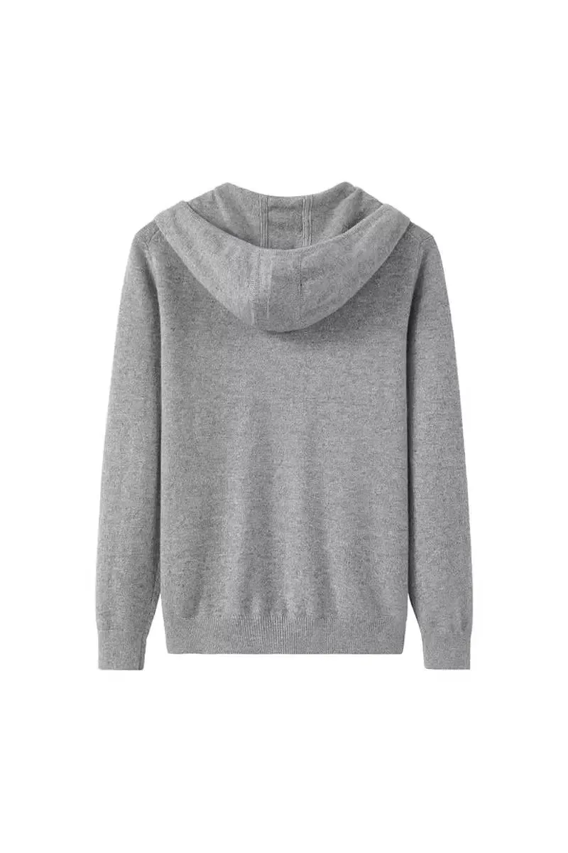 100 Cashmere Hooded Zip-Front Sweater