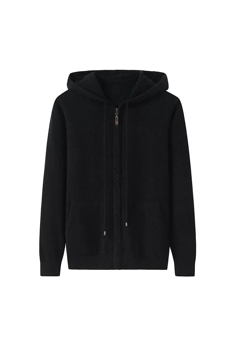 100 Cashmere Hooded Zip-Front Sweater