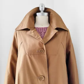 1970s Caramel Aline Midi-Length Coat - Sz. S