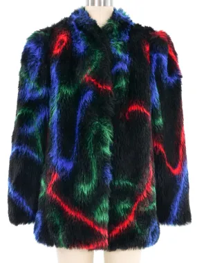 1980s Rainbow Faux Fur Coat