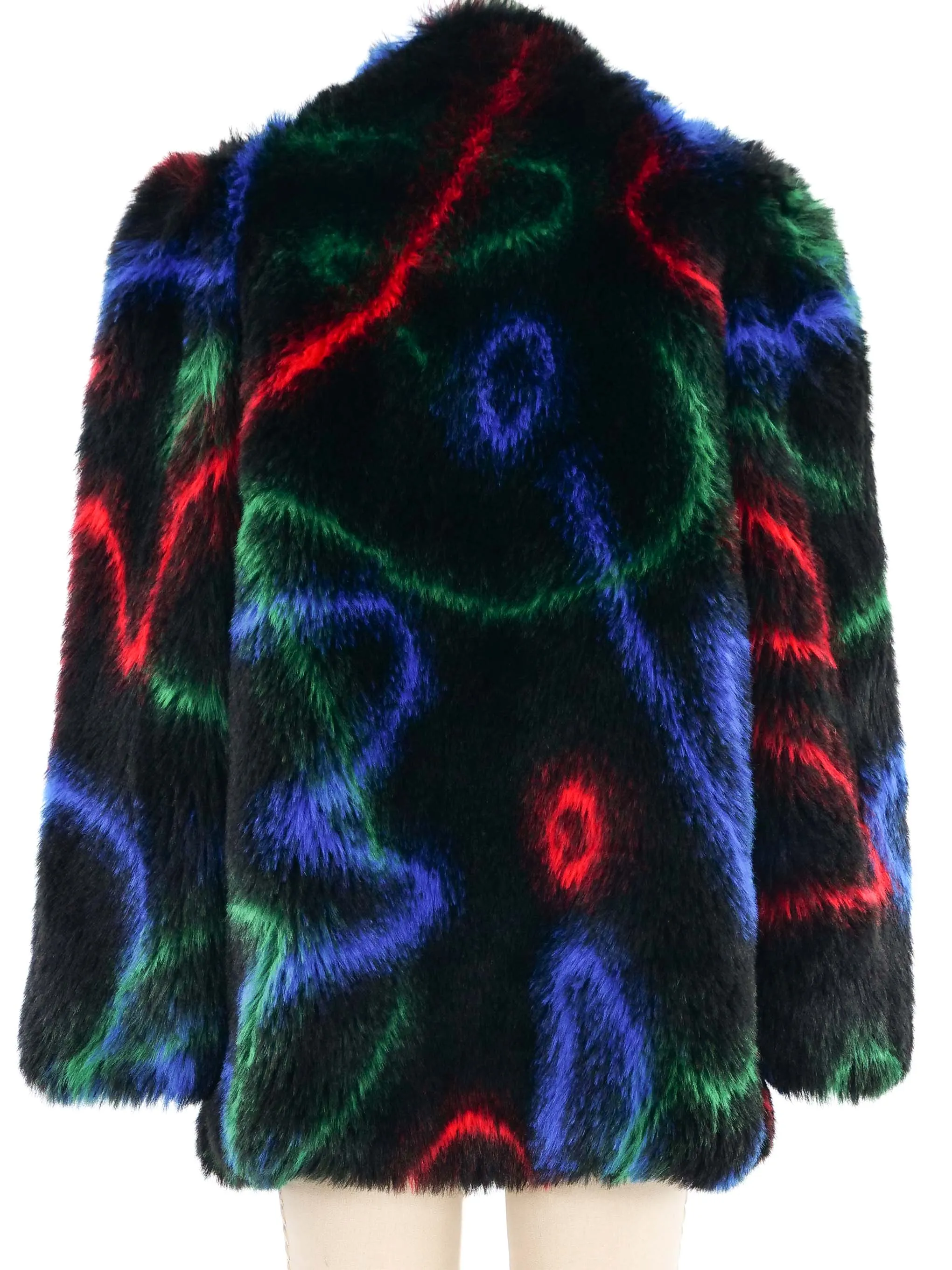 1980s Rainbow Faux Fur Coat