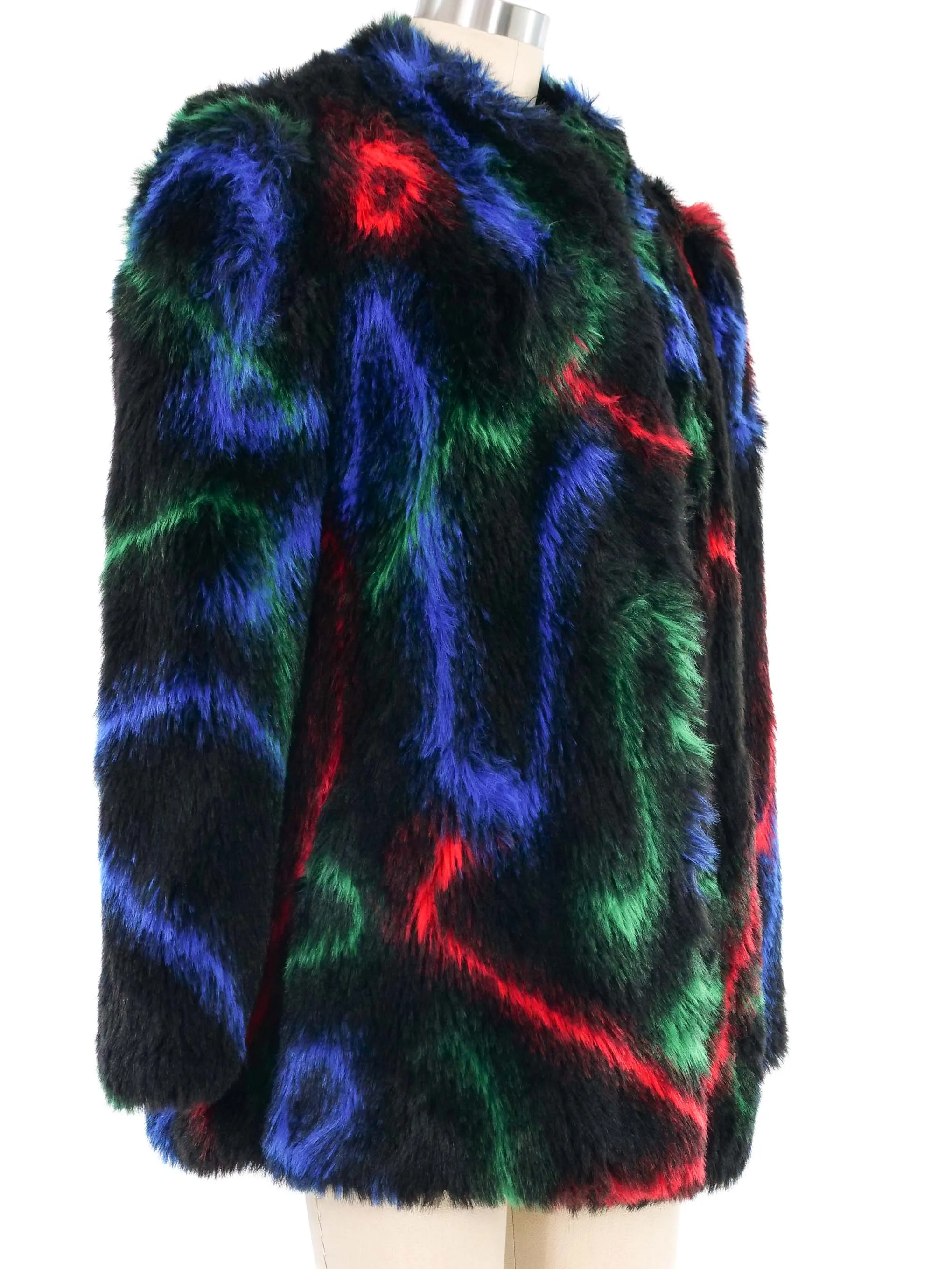 1980s Rainbow Faux Fur Coat
