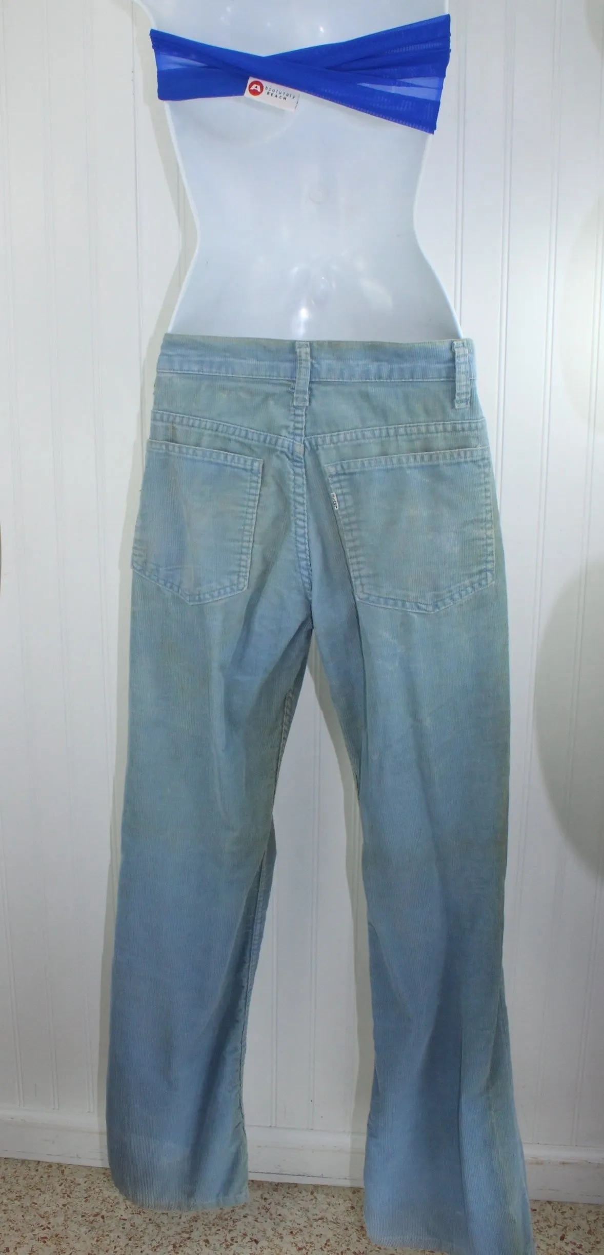1990's Levi's Skate Boarder Distressed Blue Cord Jeans 517 White Tab