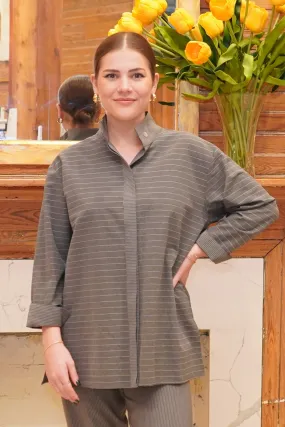 31" Mandarin Stripe Button Tunic