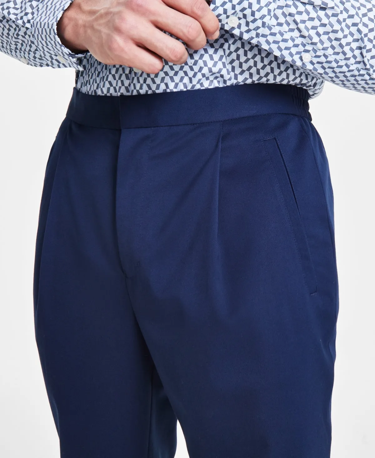 Alfani Mens Modern Fit Stretch Pleated Dress Pants Blue 32 x 32