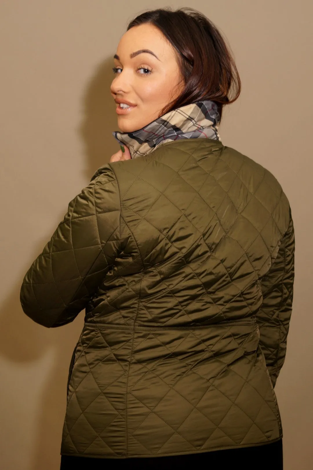 Barbour Deveron Quilted Jacket - Olive/Pale Pink LQU1012OL51