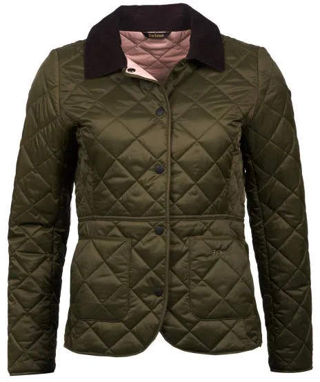 Barbour Deveron Quilted Jacket - Olive/Pale Pink LQU1012OL51