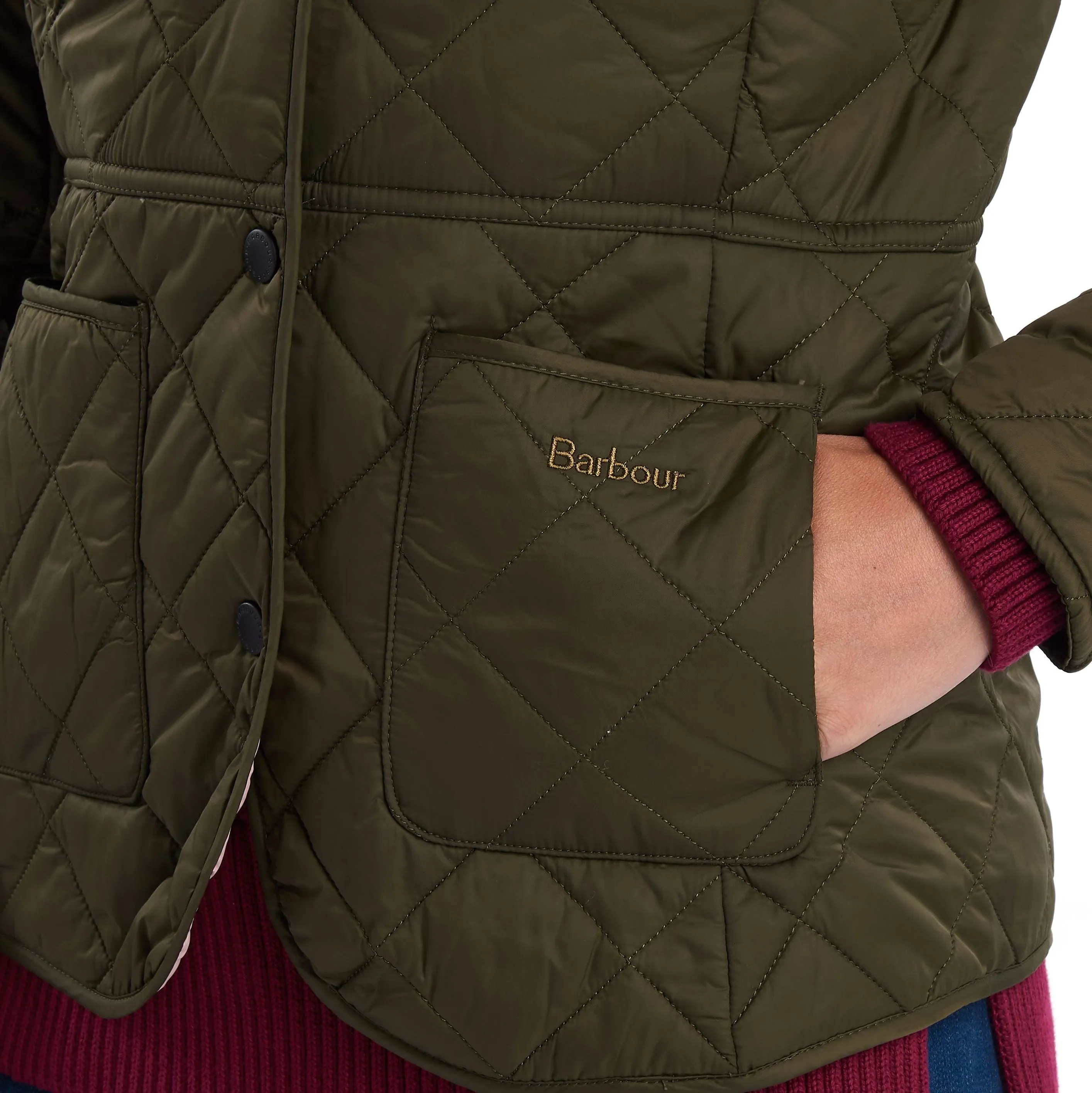 Barbour Deveron Quilted Jacket - Olive/Pale Pink LQU1012OL51
