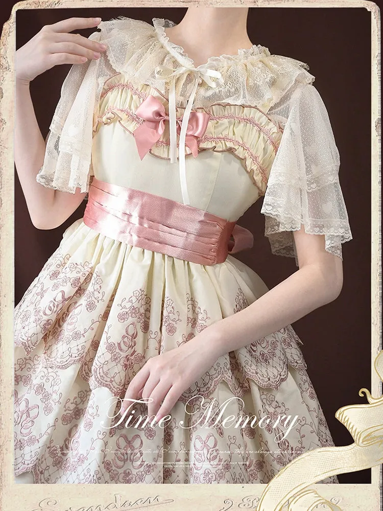 (BFM)Time Memory~Sweetheart Curtain~Sweet Lolita Shawl Short Sleeve Lace Cardigan