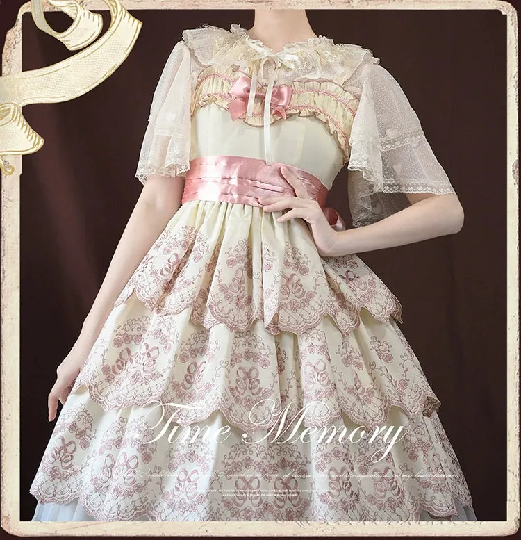 (BFM)Time Memory~Sweetheart Curtain~Sweet Lolita Shawl Short Sleeve Lace Cardigan