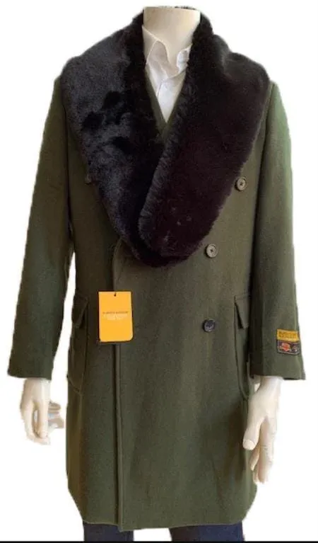 Big and Tall Peacoat - Mens Big and Tall Peacoat - Olive