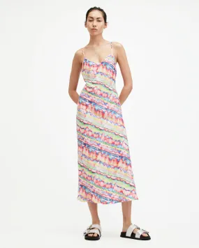 Bryony Rainbow Print Midi Slip Dress