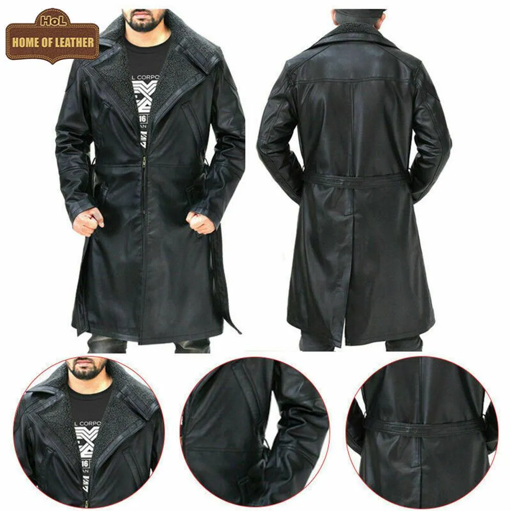C005 Men's Blade Runner 2049 Ryan Gosling Genuine Fur Leather Coat