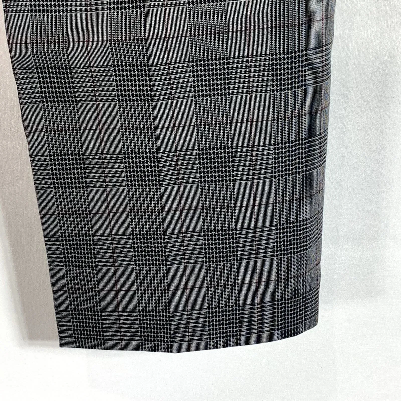 CALVIN KLEIN Men's Charcoal Plaid Slim-Fit Flat Front Dress Pants SZ 33X30