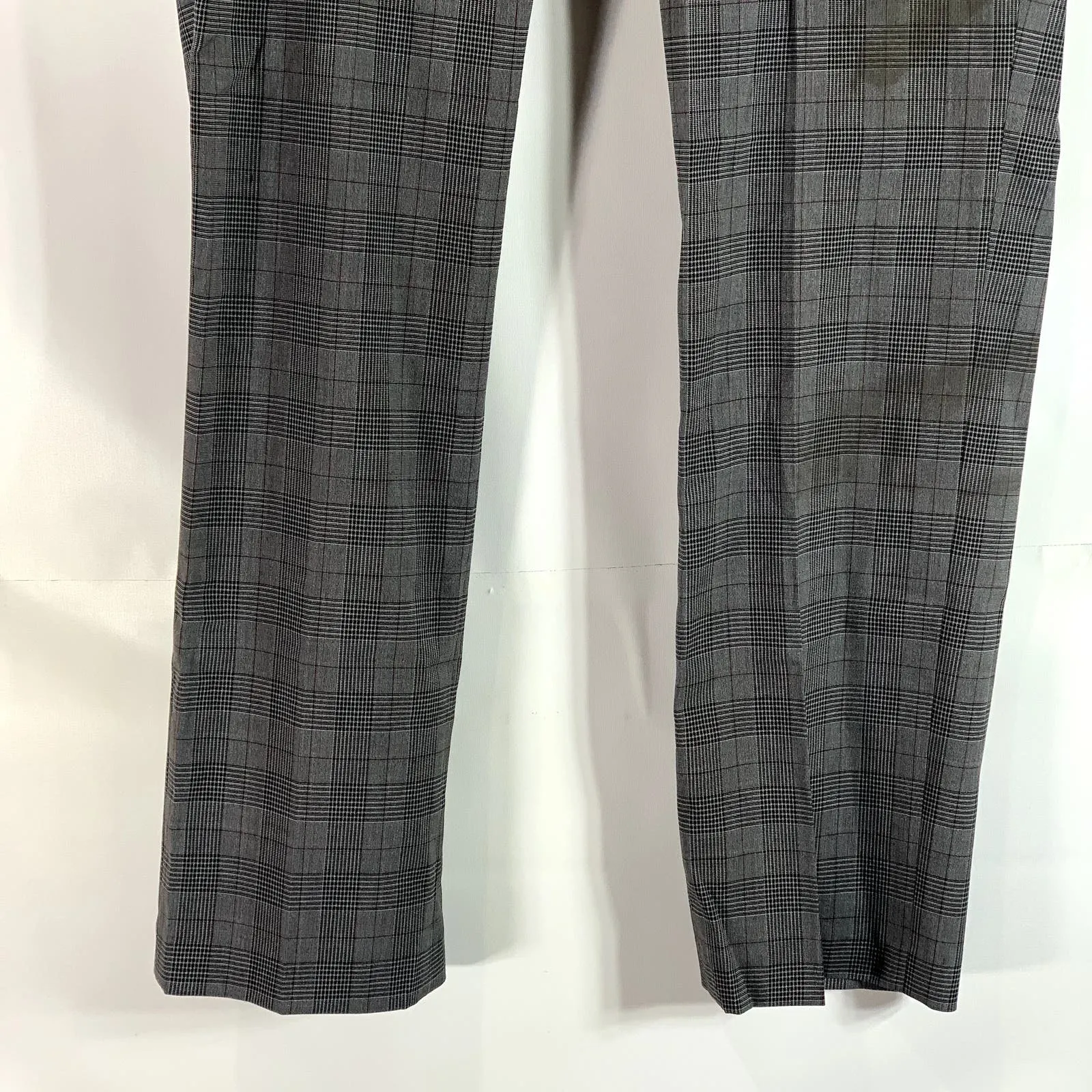 CALVIN KLEIN Men's Charcoal Plaid Slim-Fit Flat Front Dress Pants SZ 33X30