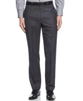 Calvin Klein Slim-Fit Solid Dress Pants 36 x 30 Charcoal Grey Washable Flat Pant