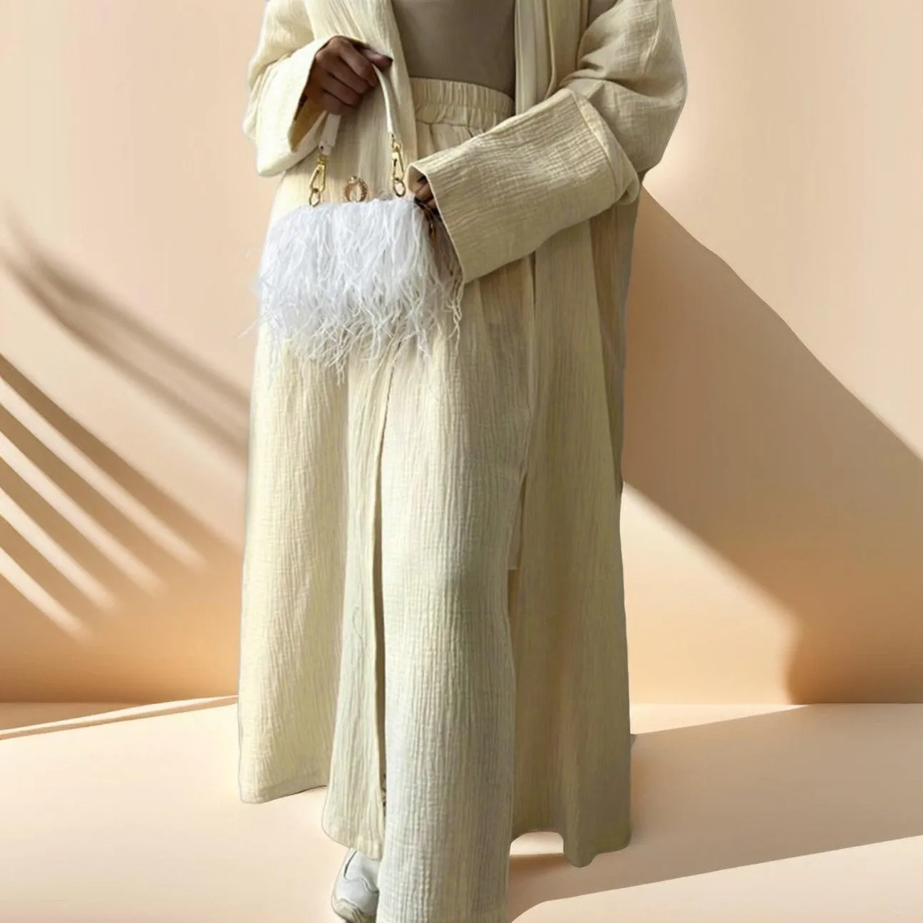 Casual cardigan abaya and Pants Set