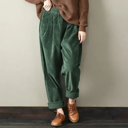 Casual Women Corduroy Pants Female Baggy Wide Leg Hip Hop Streetwear