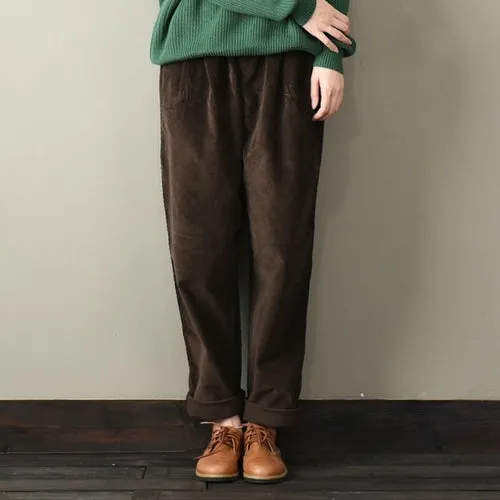 Casual Women Corduroy Pants Female Baggy Wide Leg Hip Hop Streetwear