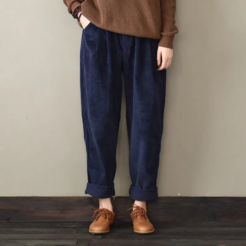 Casual Women Corduroy Pants Female Baggy Wide Leg Hip Hop Streetwear