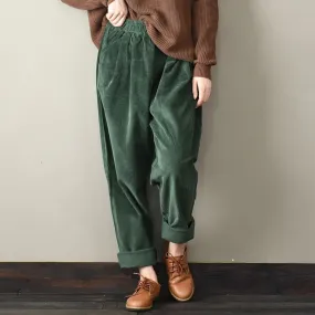 Casual Women Corduroy Pants Female Baggy Wide Leg Hip Hop Streetwear