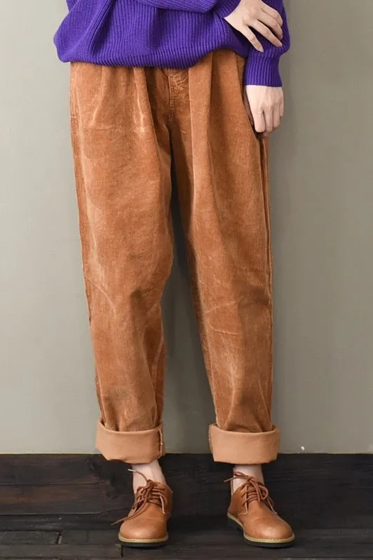 Casual Women Corduroy Pants Female Baggy Wide Leg Hip Hop Streetwear