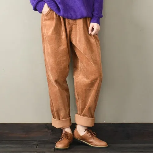 Casual Women Corduroy Pants Female Baggy Wide Leg Hip Hop Streetwear