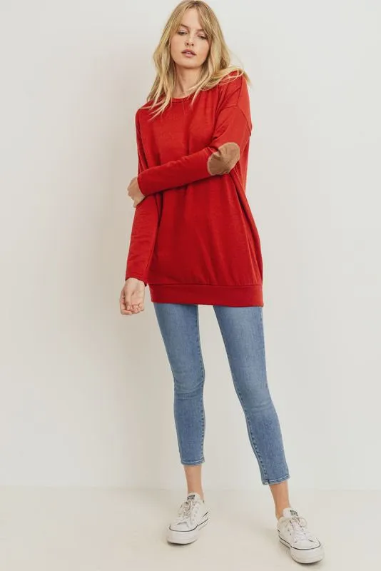Cherish Elbow Patch Tunic - Rust