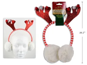 Christmas Glitter Reindeer Antler Plush Ear Muffs