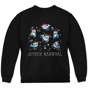Christmas Joyeux Narwhal Noel Youth Sweatshirt