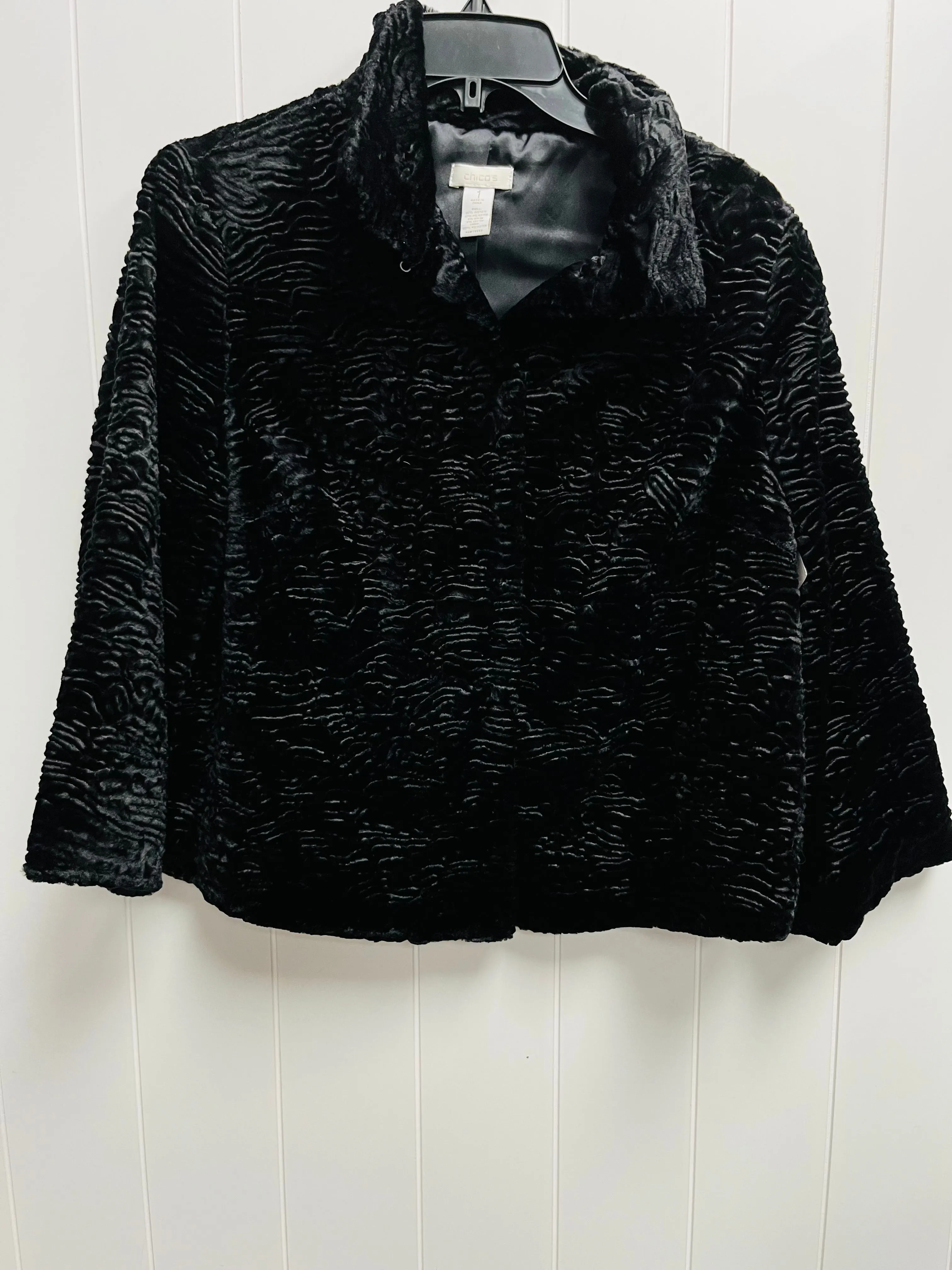 Coat Faux Fur & Sherpa By Chicos In Black, Size: M