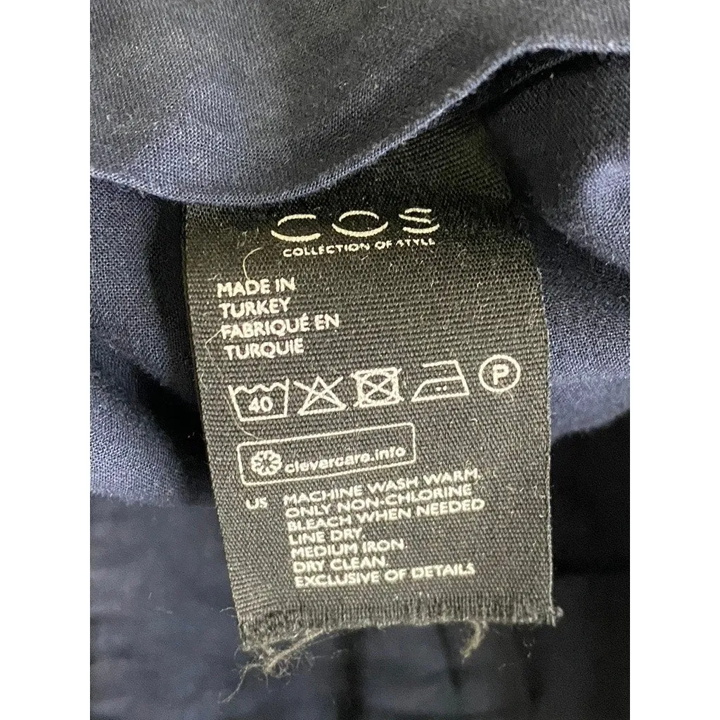 COS Women's Dark Navy Wide-Leg Corduroy Cropped Trousers SZ 2