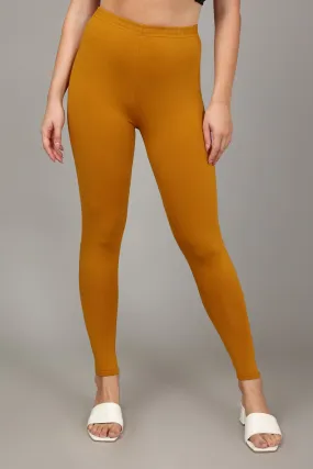 COTTON ANKLE LEGGINGS - MUSTARD