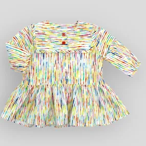 Cotton Stripe Baby Ruffle Dress with Long Sleeves for Babies and Kids