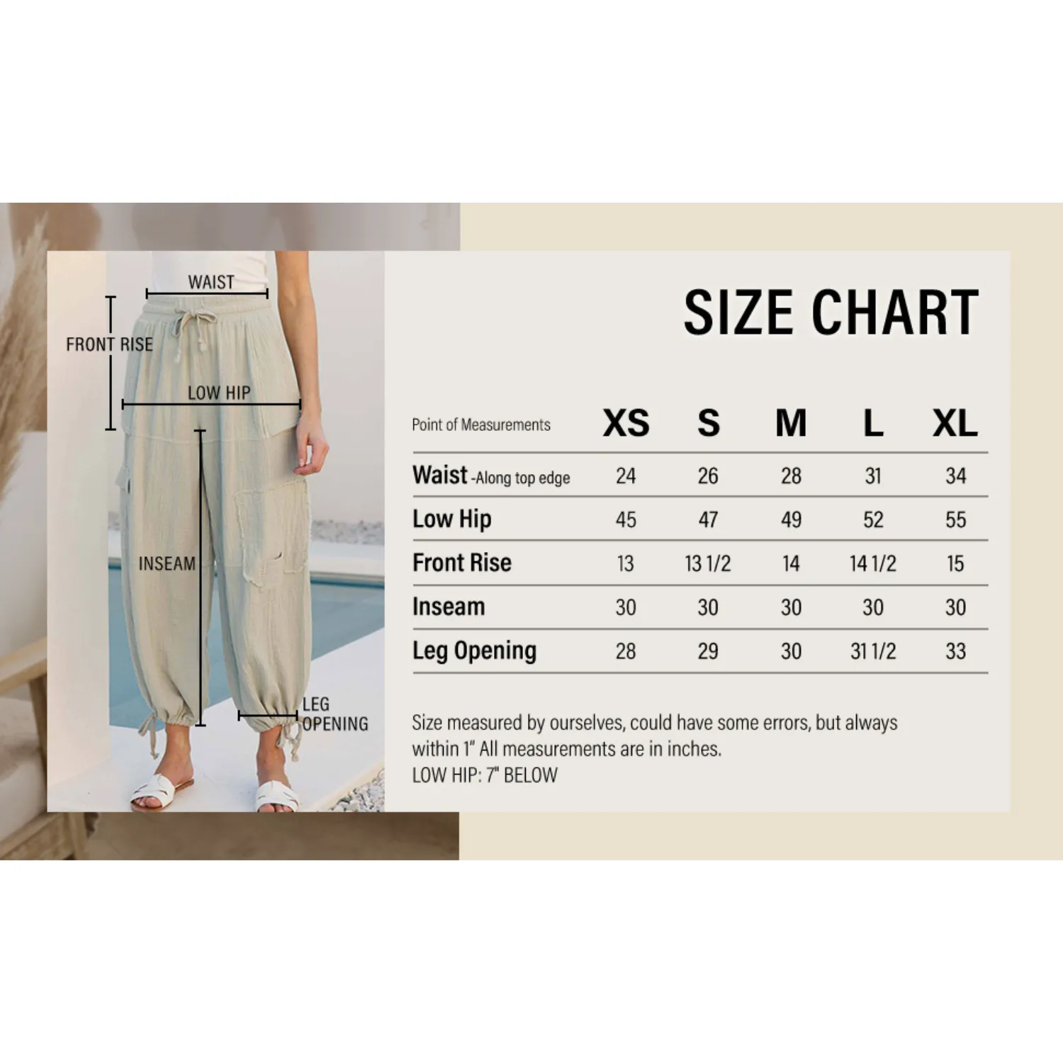 Crinkle Gauze Cargo 2-In-1 Drawstring Tie Hem Jogger - Sage