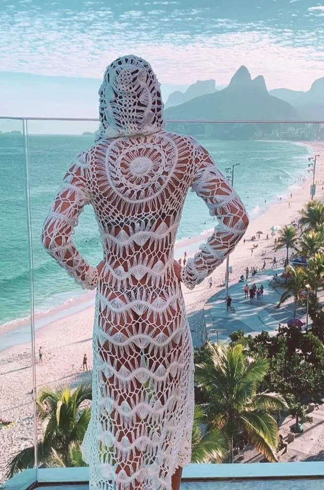 Crochet Midi Hoodie