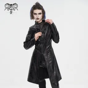 CT21301 Irregular rubberized faux leather contrasting stripe jacket