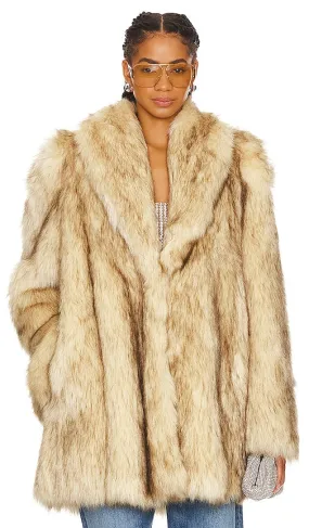 CULTNAKED Purrr Faux Fur Coat in Beige