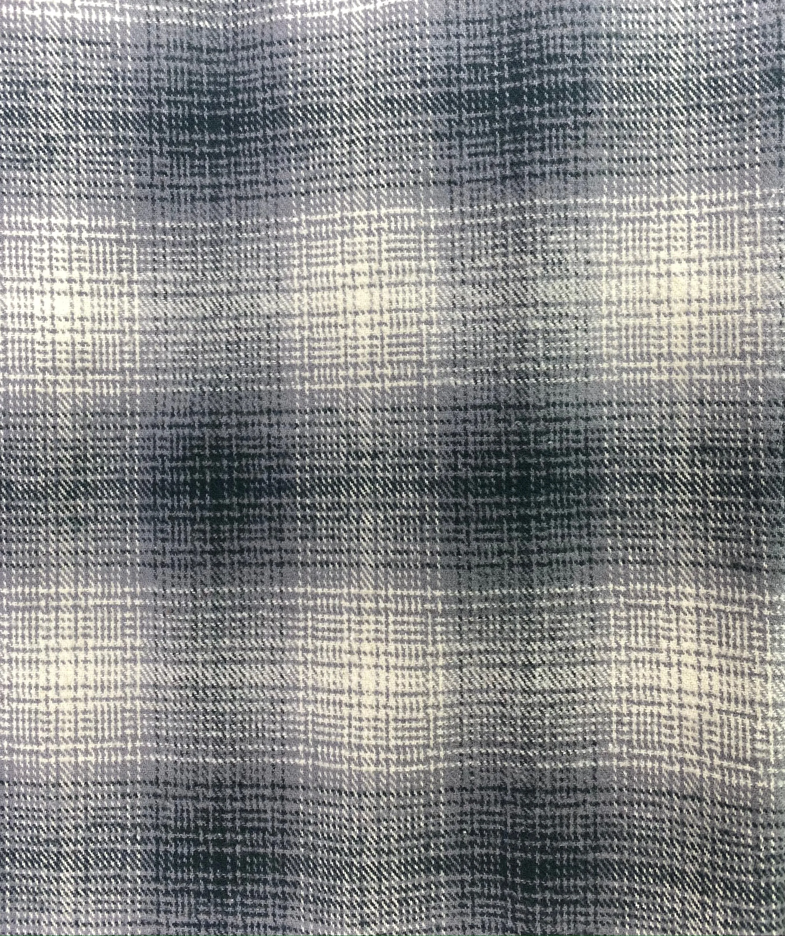 Dark French Blue, Gray, and Cream Ombre Plaid Flannel Infinity or Blanket Scarf