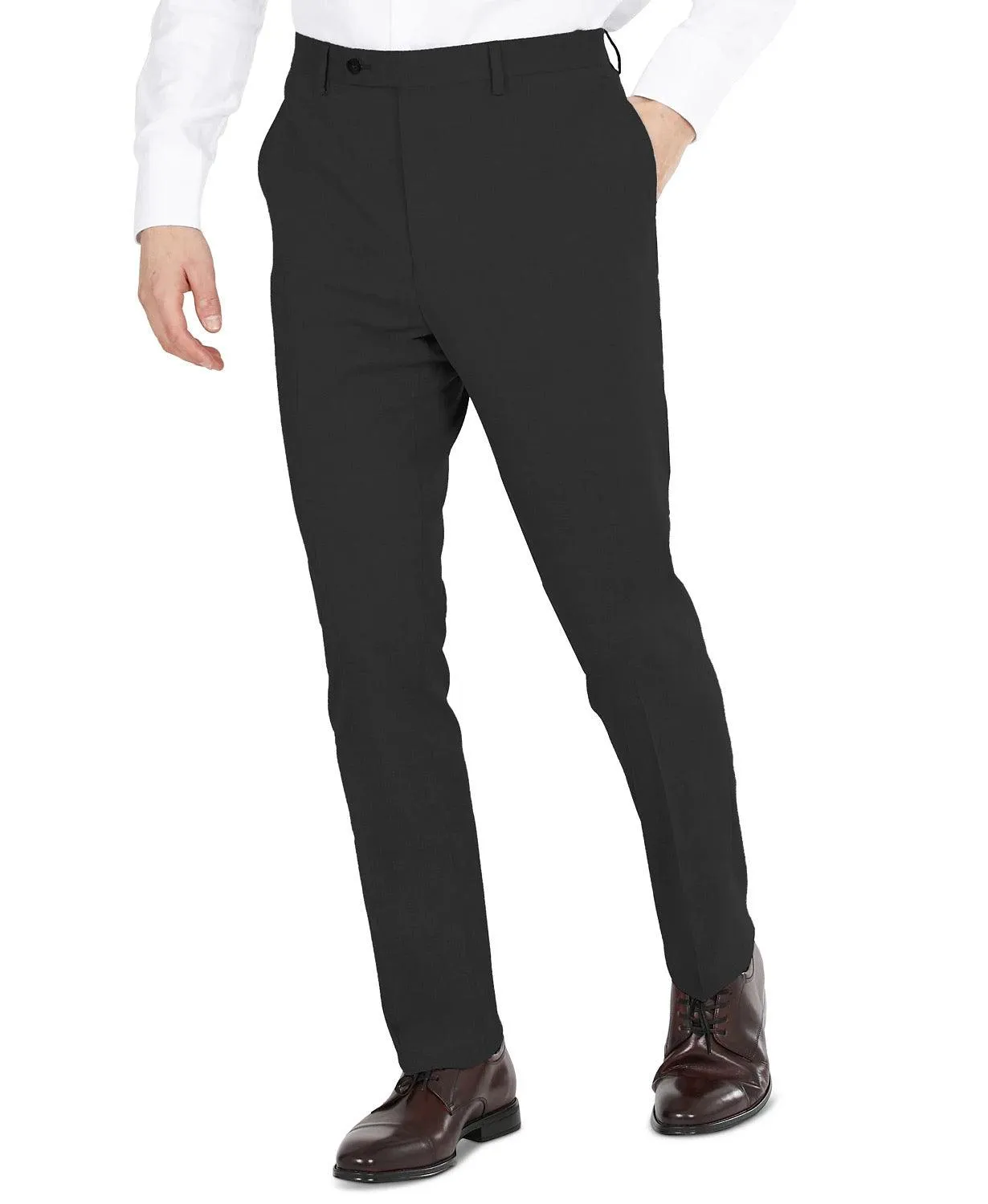 Dkny Mens Modern fit Dress Pants 34 / 29 Black Solid Stretch