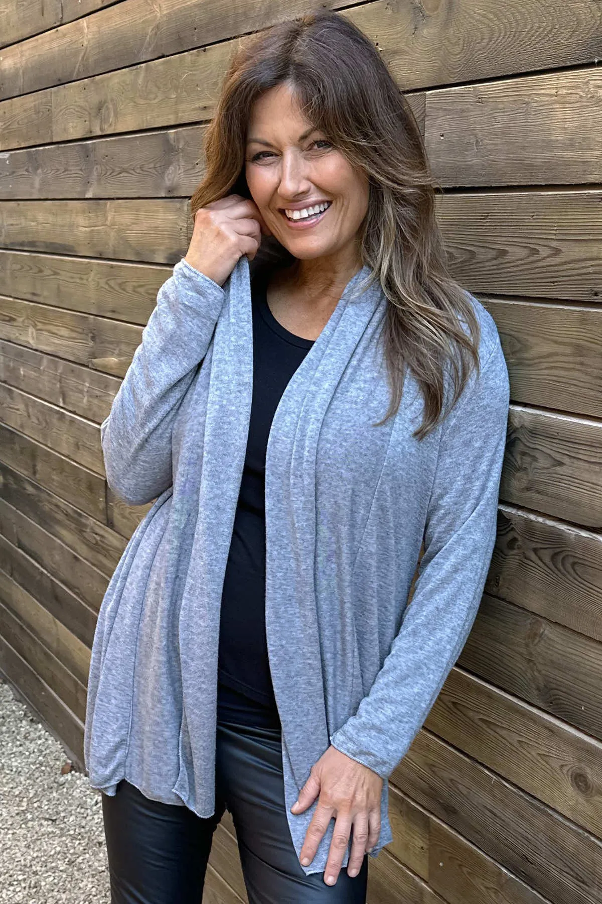 Eadie Drape Front Cardigan Grey