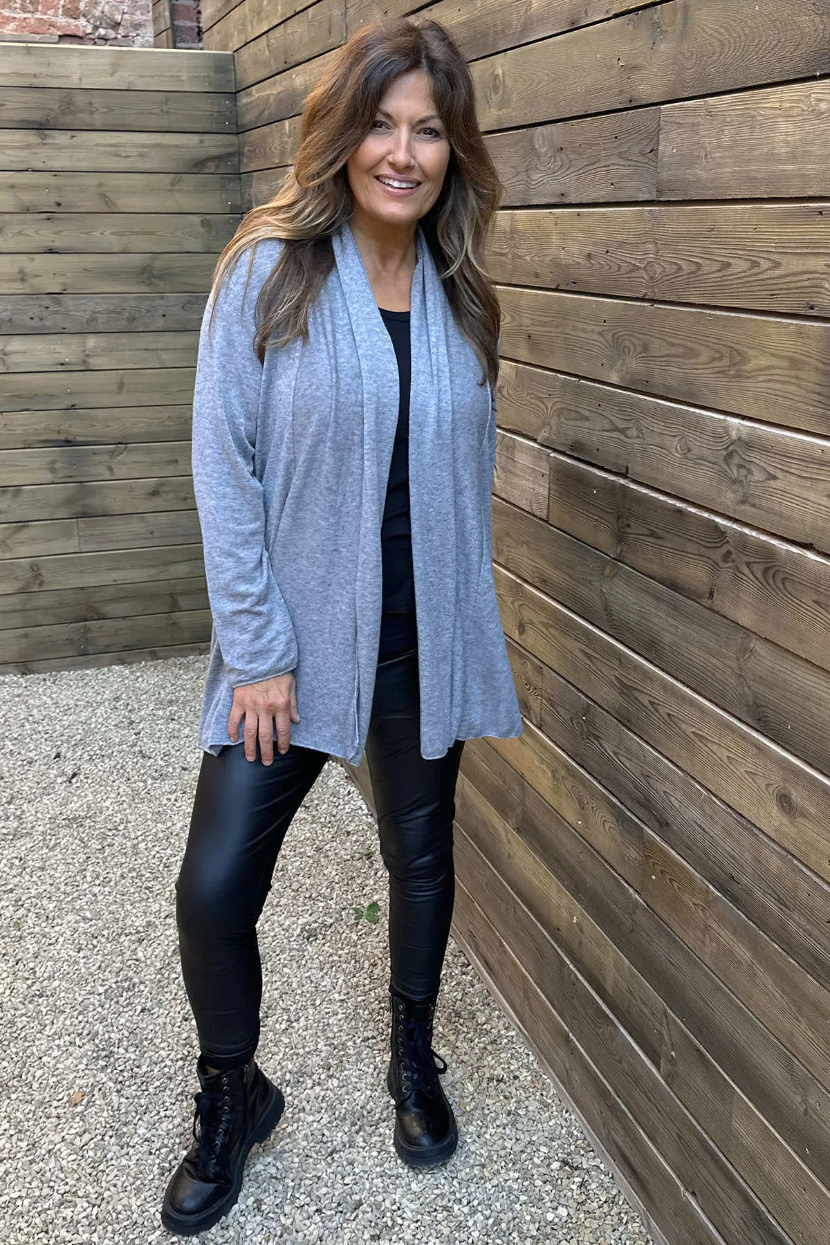 Eadie Drape Front Cardigan Grey