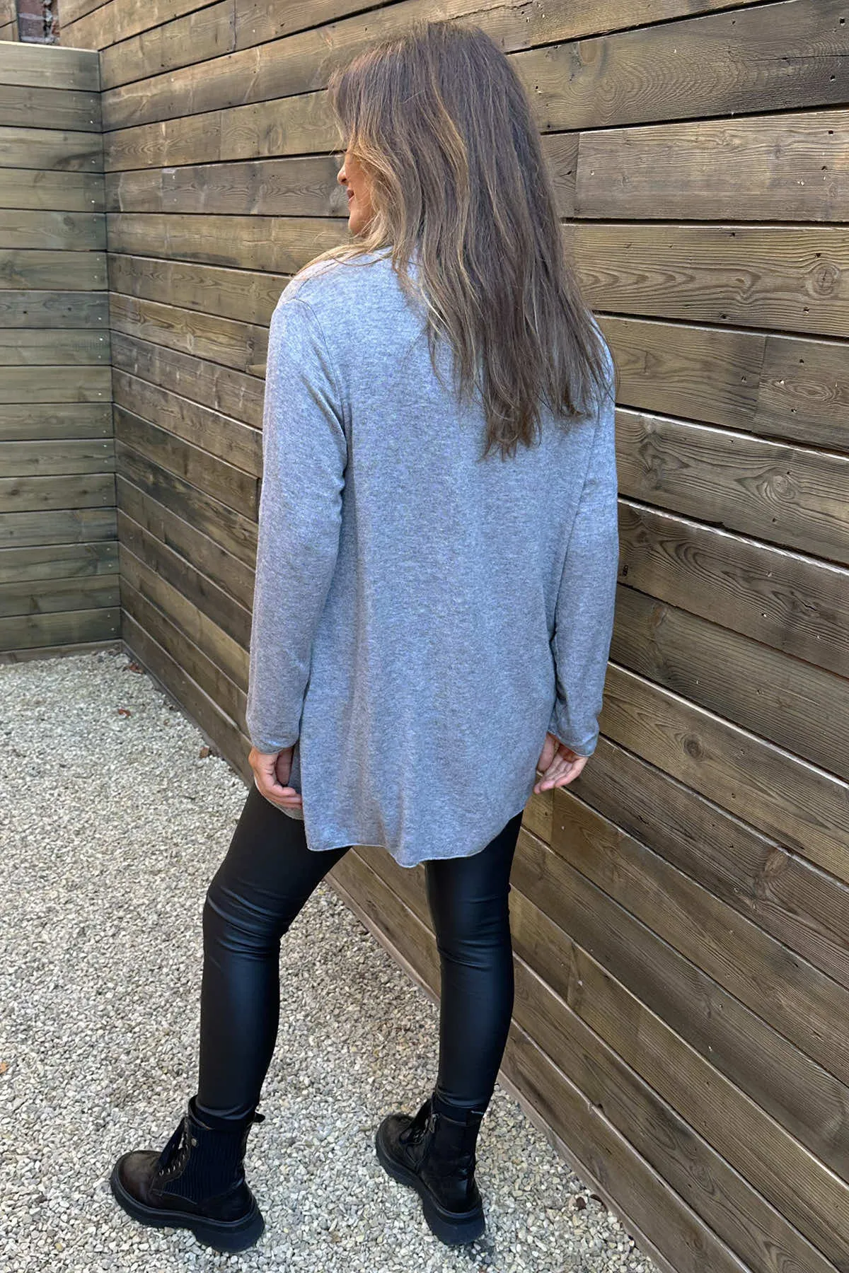 Eadie Drape Front Cardigan Grey