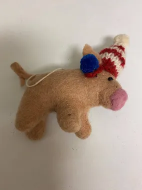 Felted Wool "Pig Pickles" w Earmuffs & Hat