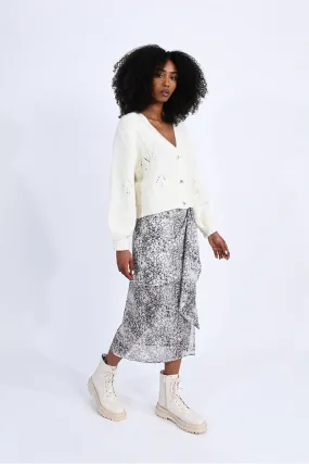 Flower Button Ivory Cardigan