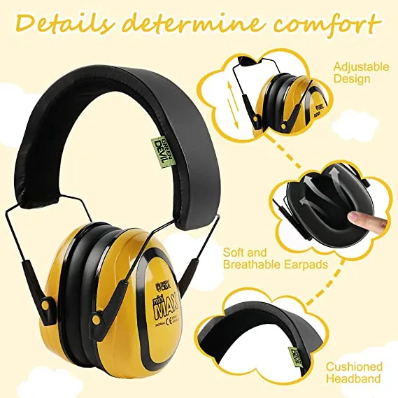 GREEN DEVIL MiniMax Yellow Kids Hearing Protection Ear muffs Noise Cancelling For Age 1-16 Headphones