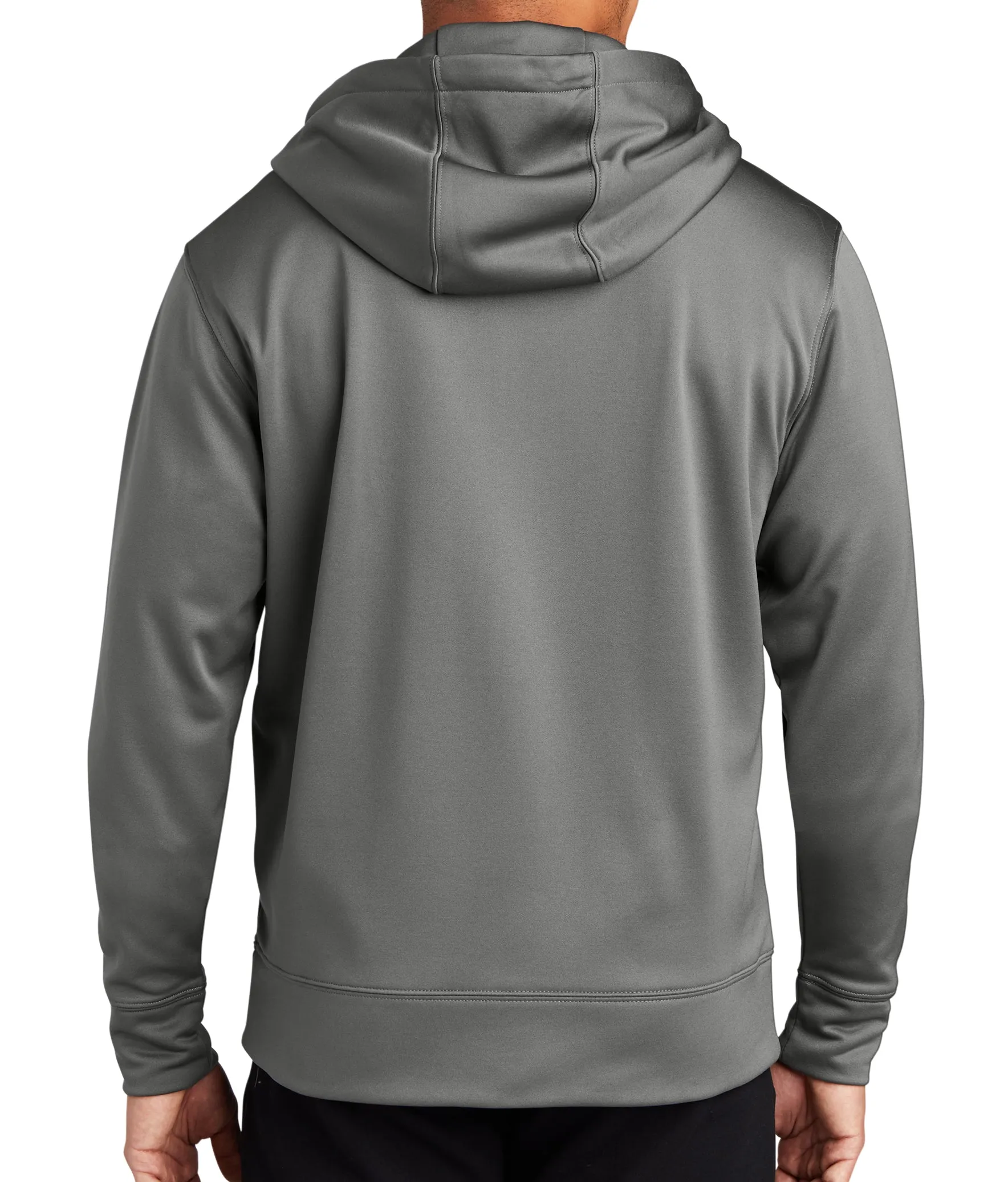 Grey Full Zip Polyester Hoodie Unisex Sweatshirt. Plain Back