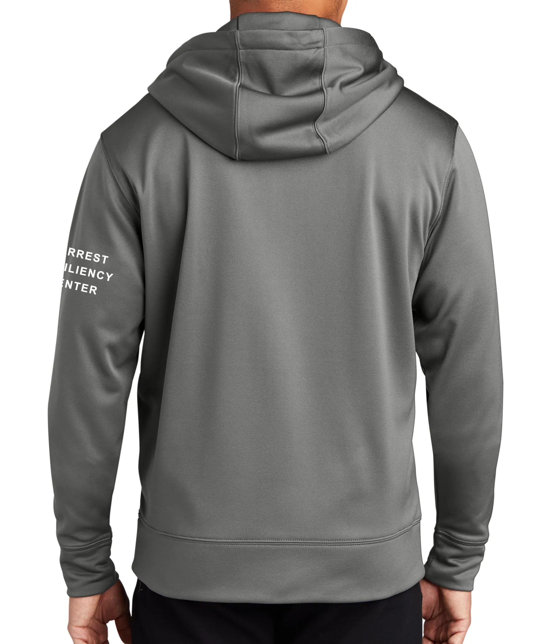 Grey Full Zip Polyester Hoodie Unisex Sweatshirt. Plain Back