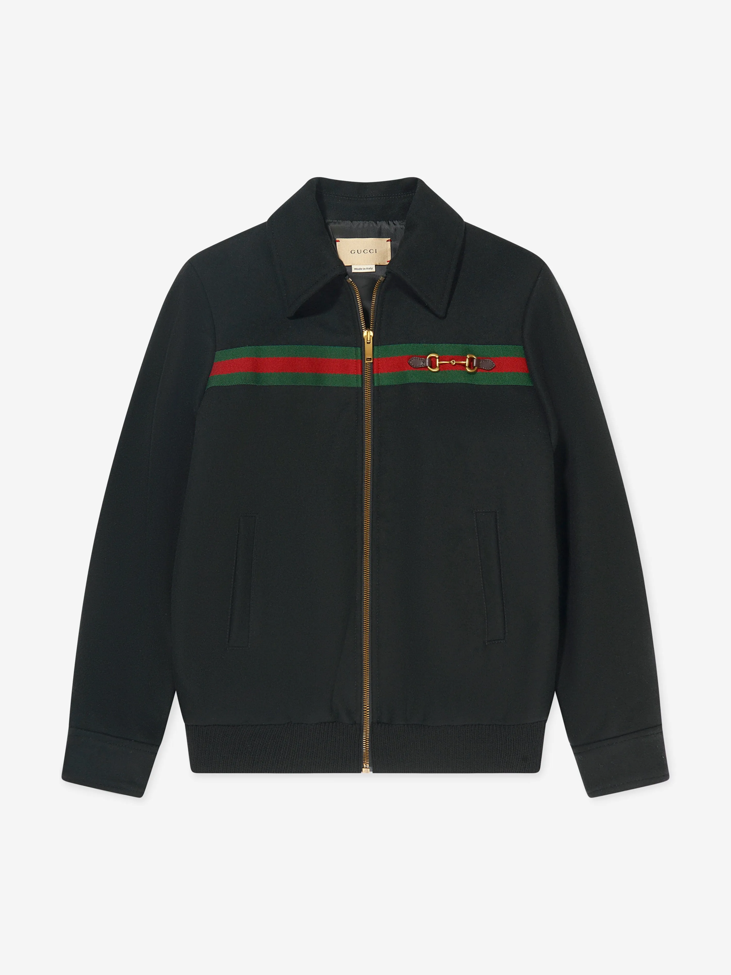 Gucci Boys Wool Horsebit Zip Bomber Jacket