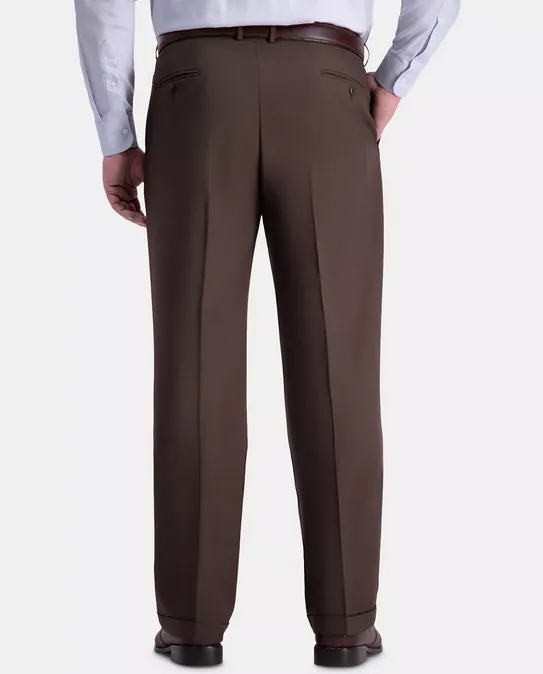 Haggar Mens Classic fit Dress Pants 44 / 29 Brown Solid
